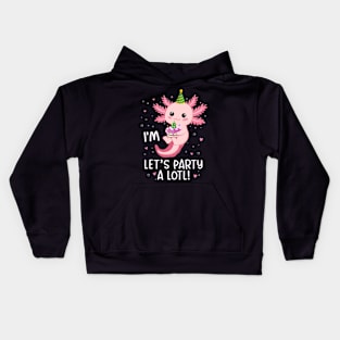 Funny 8th Birthday I'm 8 Years Old lets party Axolotl Kids Hoodie